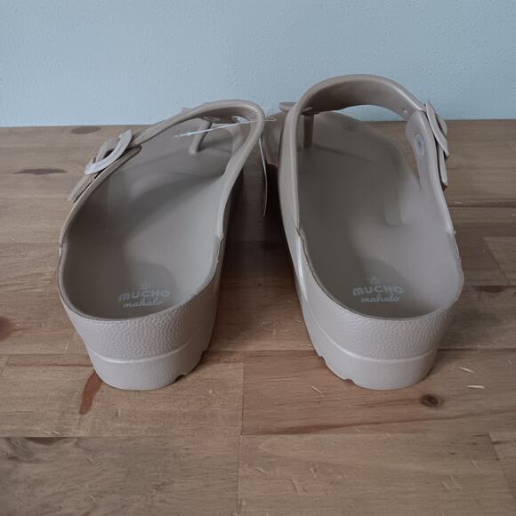 Mucho Mahalo Maui Women's Platform Toe Post Buckle Sandals Mocha SZ 9 NWT - Picture 6 of 8